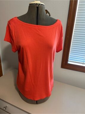 Women's  Orange Short-Sleeve Boatneck Top